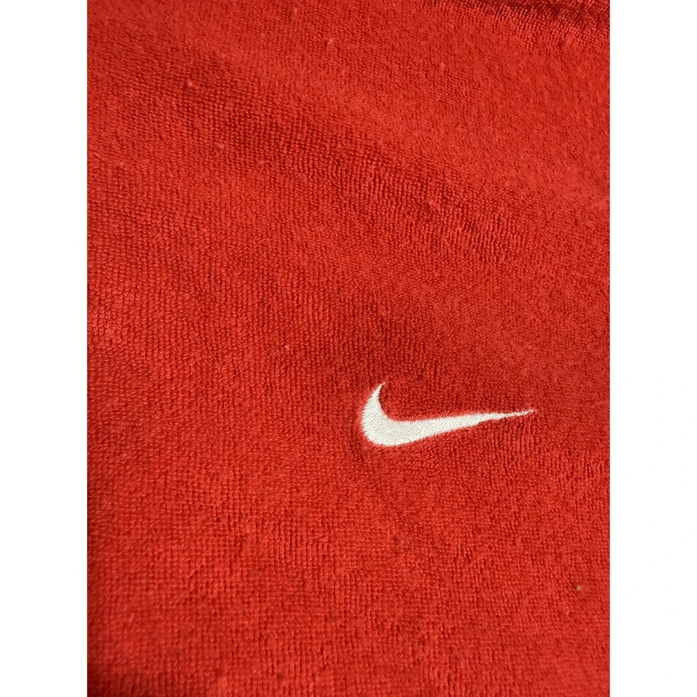 Nike XL‎ Red Velour Terry Cloth Full Zip Hoodie Sweatshirt Kids Size 18-20 Y2K